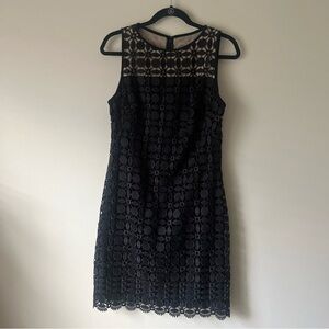 Ralph Lauren Women's Black Sleeveless Crochet Lace Design Sheath Dress 12